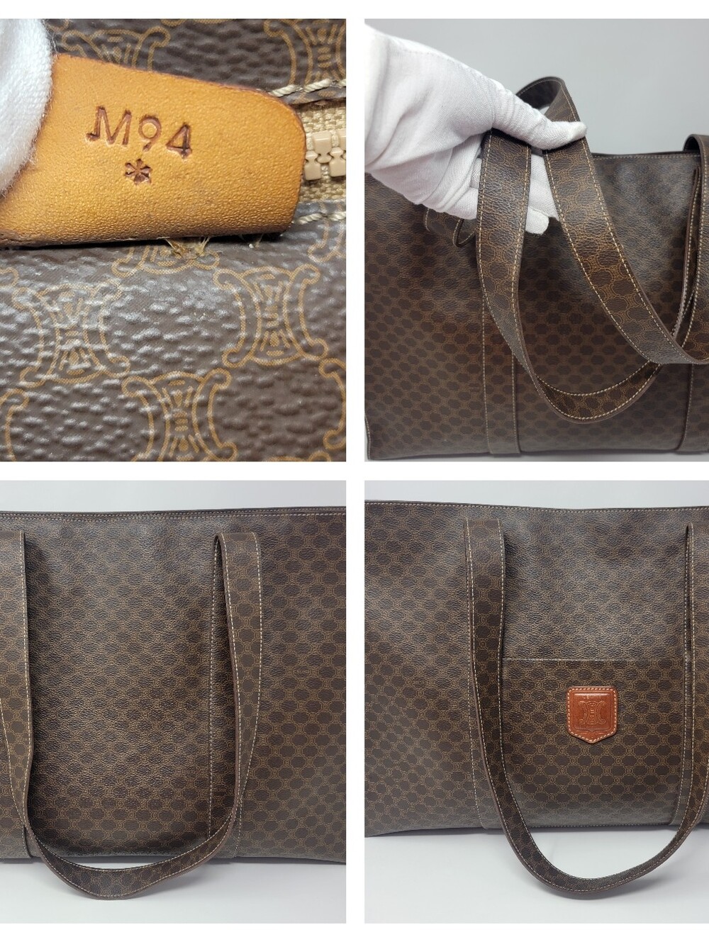 CELINE Vintage Macadam Leather Tote Bag - Picture 6 of 8